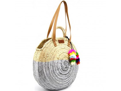 BOLSO REDONDO MEDIANO PINTADO POMPON MULTICOLOR